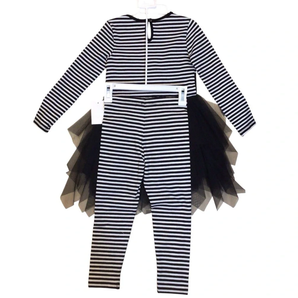 Bonnie Jean Girls 2-Pc Legging Set Black Cat Tutu Striped Halloween Outfit